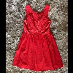 GIANNI BINI Red Lace Cut Out Dress Medium Cocktail